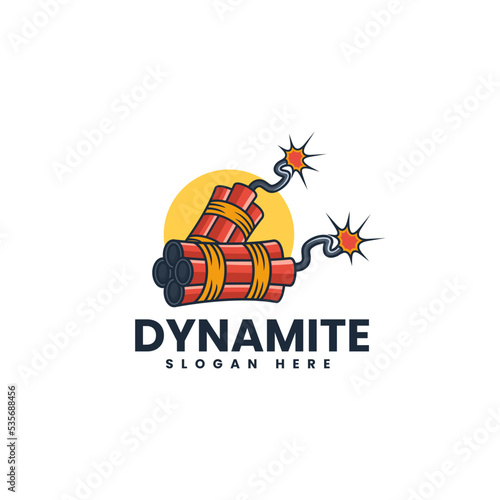Vector Logo Illustration Dynamite Simple Mascot Style.