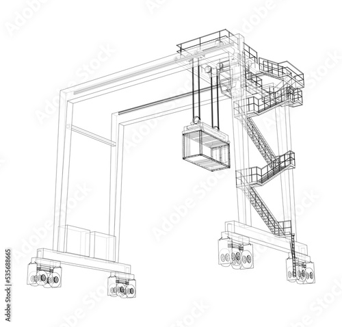 Port cargo crane. Vector