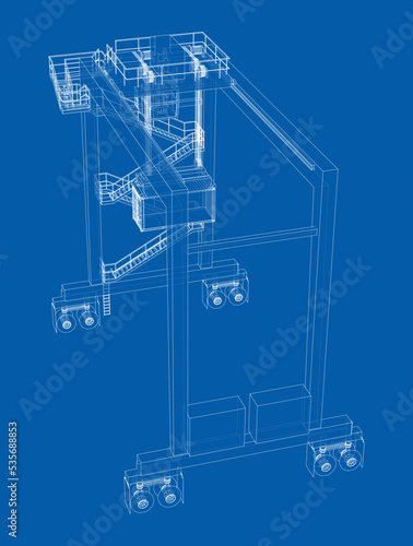 Port cargo crane. Vector
