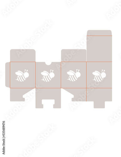 Bee Designed Cube Box Template SVG Vector