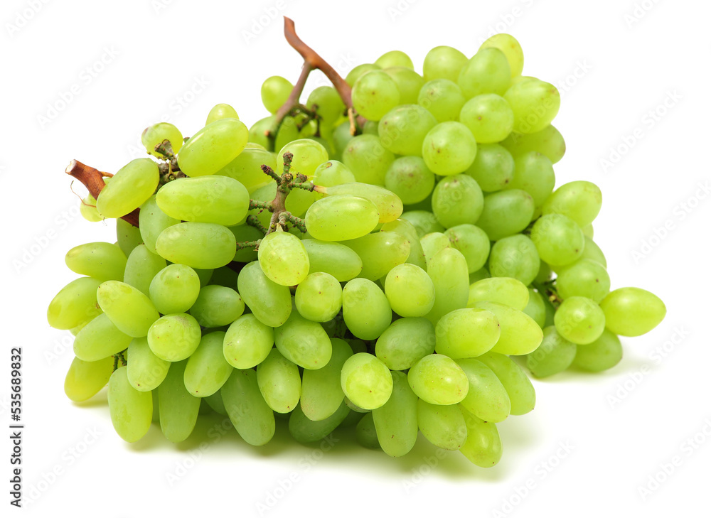 Green grapes on white background Green grapes on white background