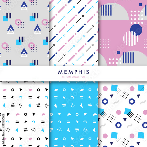 幾何学的な図形のパターンセット　Memphis Pattern Set
