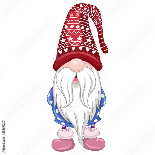 Cartoon happy gnomes on white background