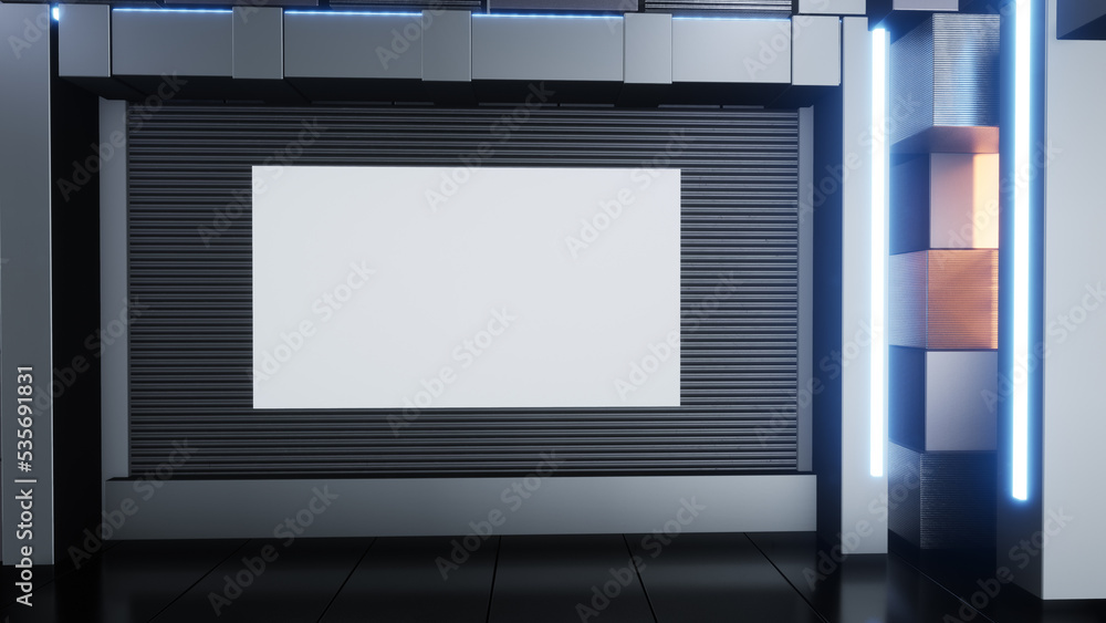 News Studio, Backdrop For TV Shows .TV On Wall.3D Virtual News Studio Background, 3d illustration News Studio, Backdrop For TV Shows .TV On Wall.3D Virtual News Studio Background, 3d illustration