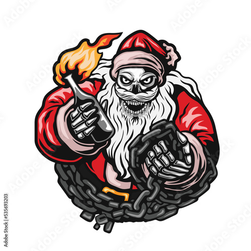 santa claus doing anarchy vector illustration