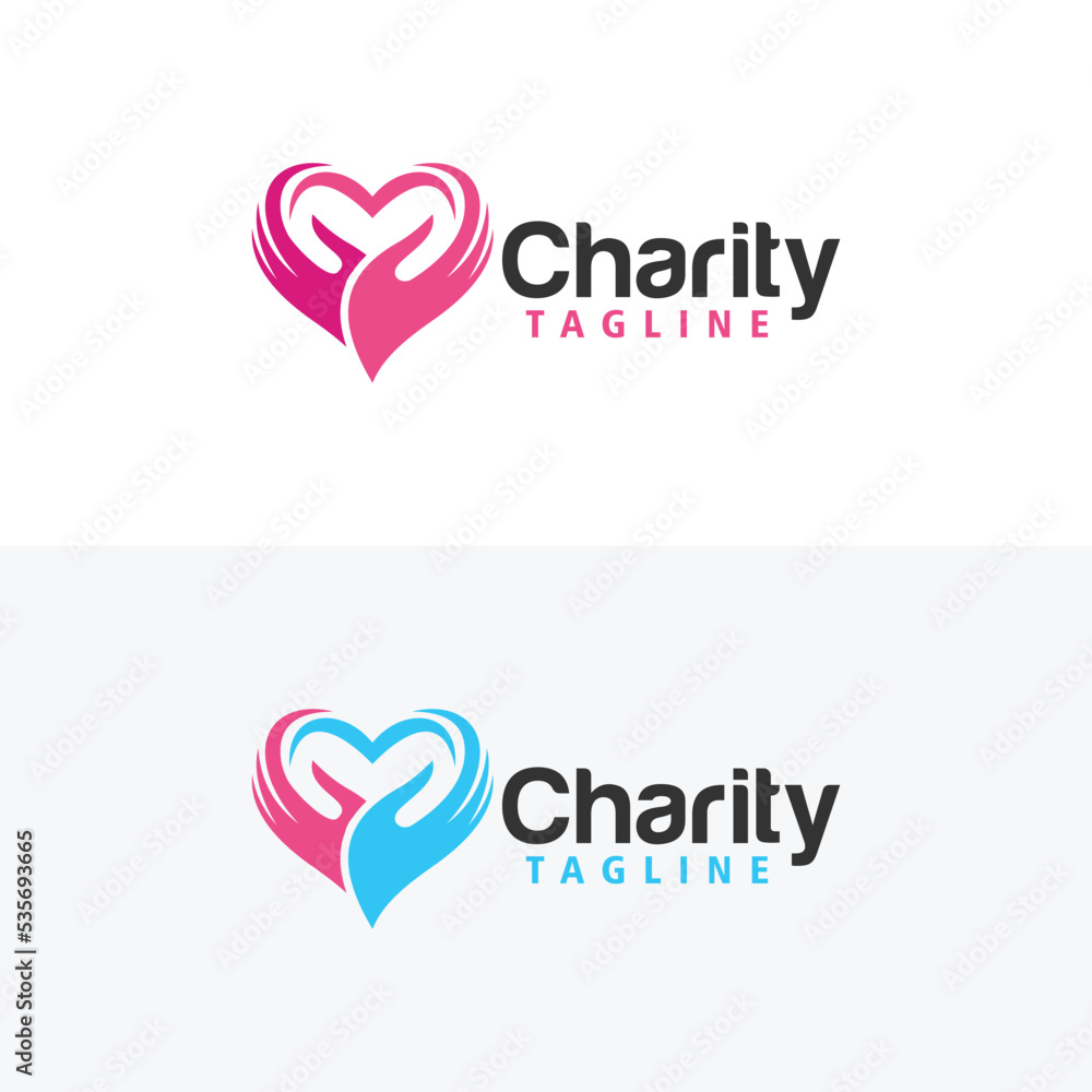 Charity logo icon vector isolated with hand and love illustration