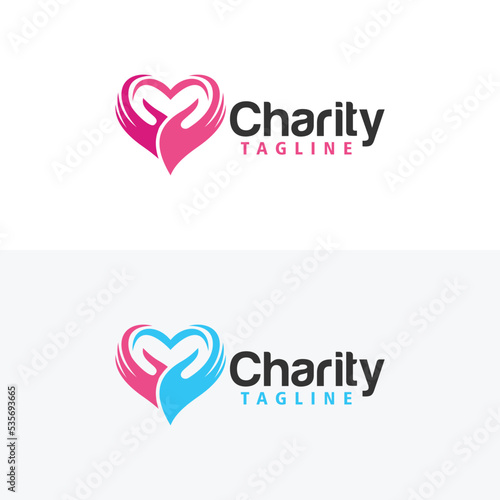 Charity logo icon vector isolated with hand and love illustration