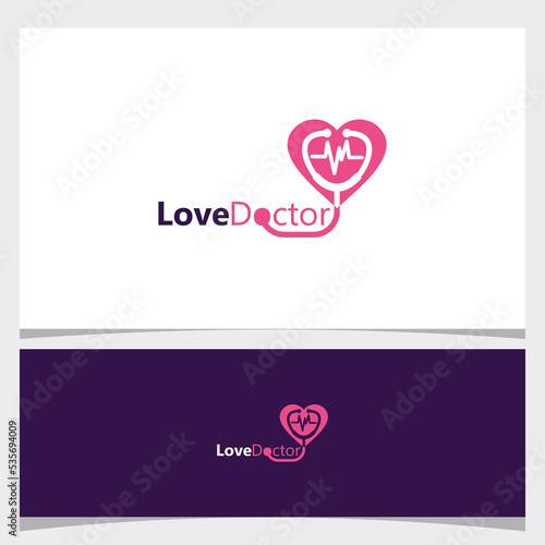 Love doctor logo icon vector isolated