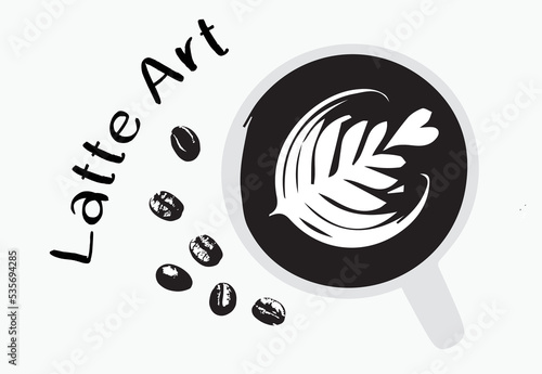 Coffee Latte Art, Rosetta Latte art Icon Vector