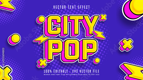 Photographie City pop 3d editable text effect font style