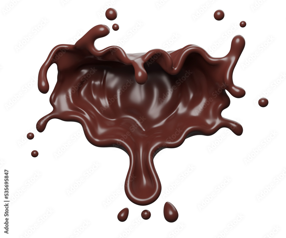 Chocolate  splash  with clipping path , 3D Rendering, 3D illustration