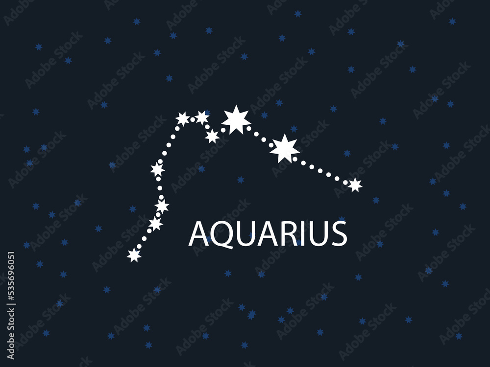 Aquarius Horoscope Symbol. Zodiac Constellation with Stars. Night Sky map. Vector illustration of Astrological signs 
for calendar, horoscope isolated on a background 
