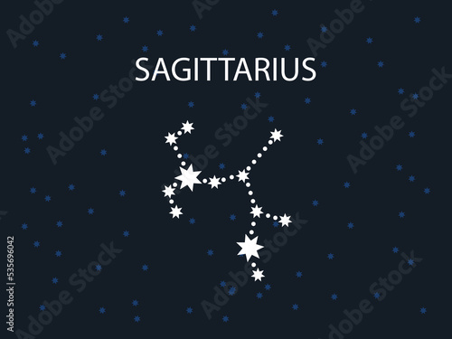 Fototapeta Naklejka Na Ścianę i Meble -  Sagittarius Horoscope Symbol. Zodiac Constellation with Stars. Night Sky map. Vector illustration of Astrological signs 
for calendar, horoscope isolated on a background 

