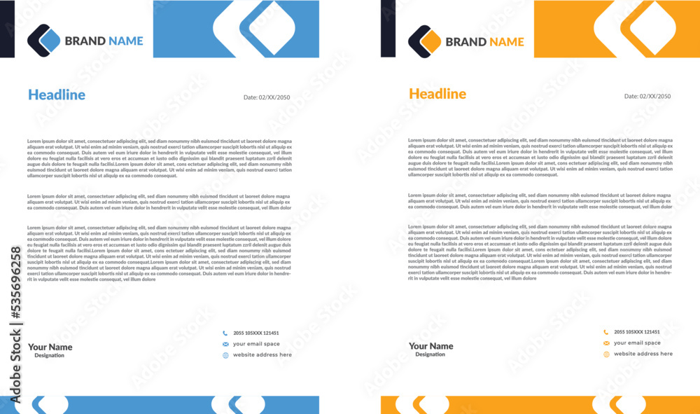 Fototapeta premium Clean and professional corporate company business letterhead pad template design