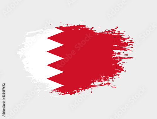 Classic brush stroke painted national Bahrain country flag illustration