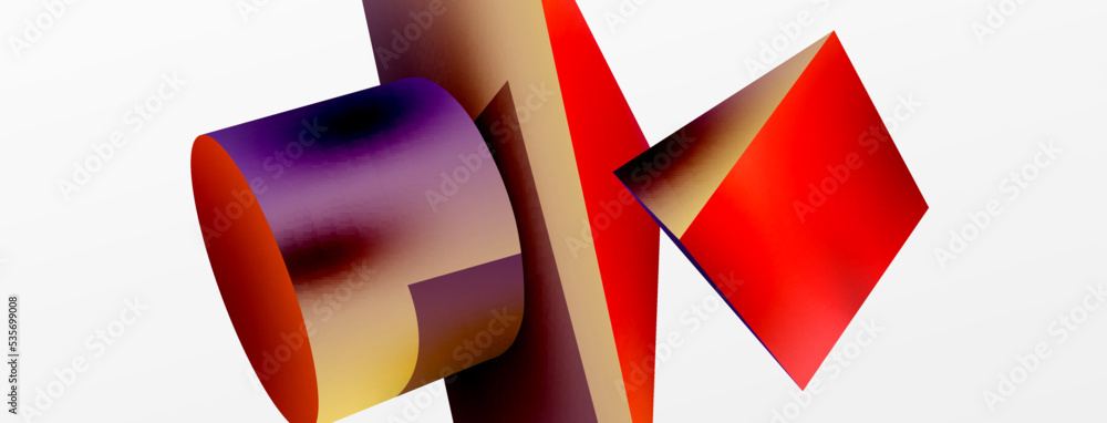 Vector 3d abstract background. Shapes 3d triangle and cylinder. Trendy techno business template for wallpaper, banner, background or landing Vector 3d abstract background. Shapes 3d triangle and cylinder. Trendy techno business template for wallpaper, banner, background or landing