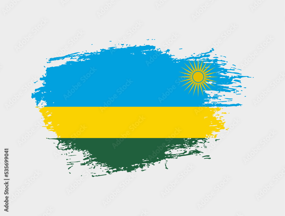 Obraz premium Classic brush stroke painted national Rwanda country flag illustration