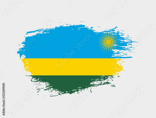 Classic brush stroke painted national Rwanda country flag illustration