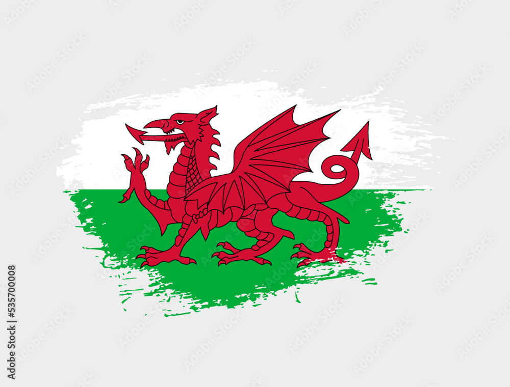 Classic brush stroke painted national Wales country flag illustration Classic brush stroke painted national Wales country flag illustration