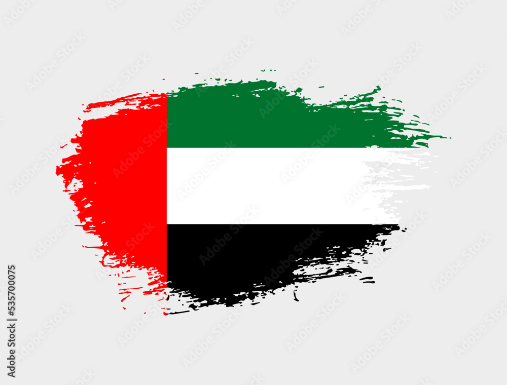 Classic brush stroke painted national United Arab Emirates country flag illustration Classic brush stroke painted national United Arab Emirates country flag illustration