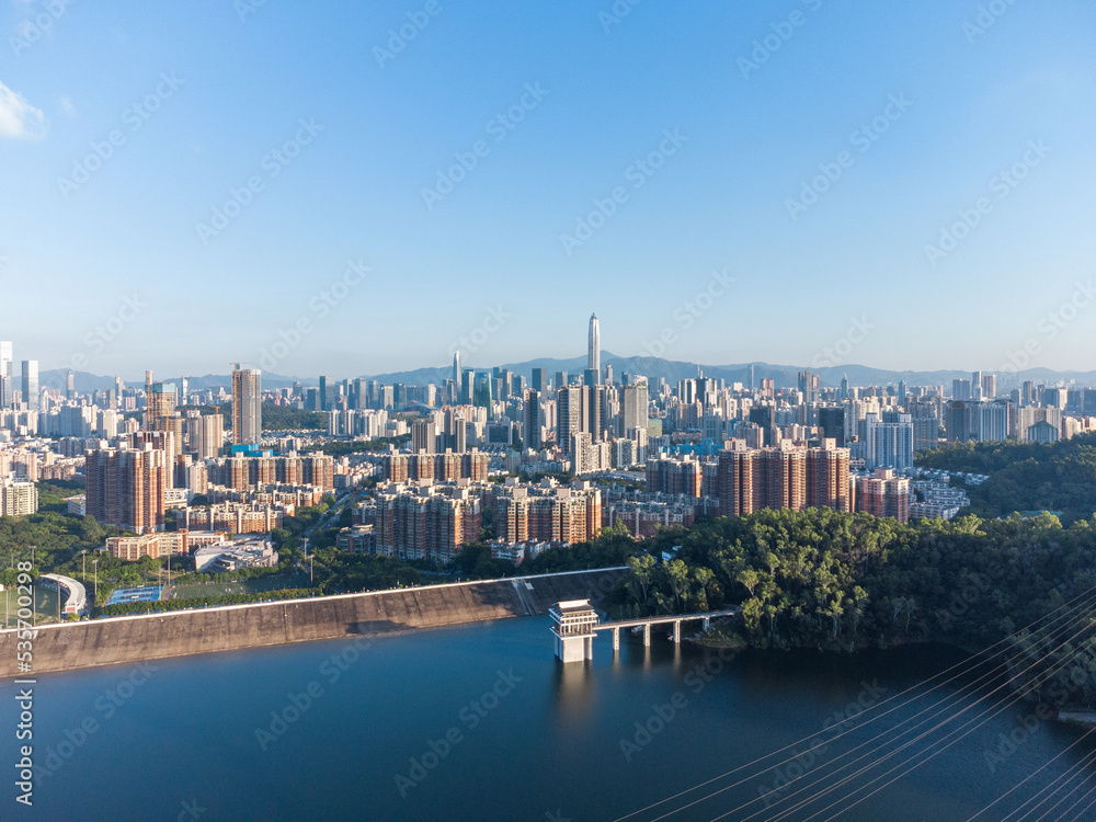 Aerial photo of Shenzhen Meilin Reservoir	
