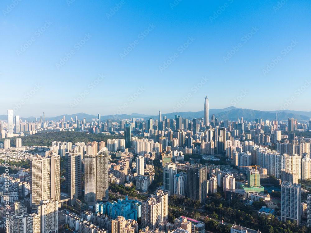 Aerial photo of Futian City, Shenzhen, Guangdong, China