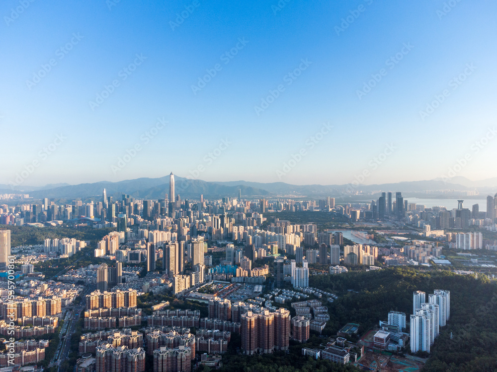Aerial photo of Futian City, Shenzhen, Guangdong, China