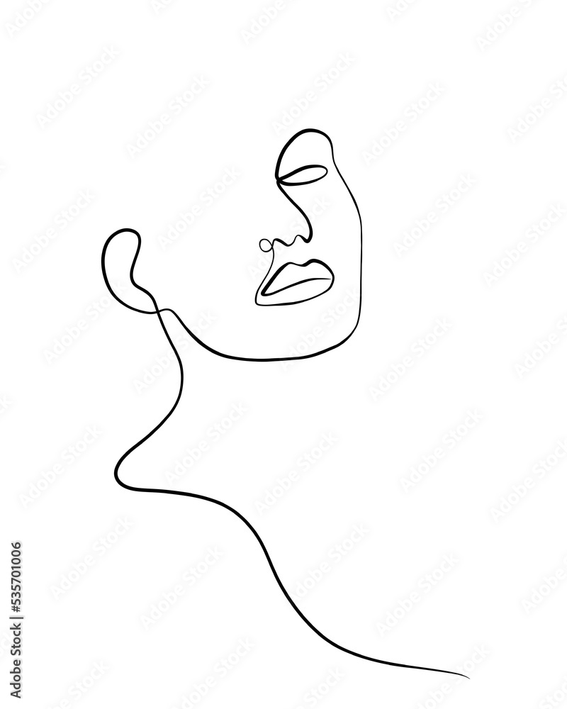 A Portrait of a woman is drawn in one art style. Face expression. Printable art. A Portrait of a woman is drawn in one art style. Face expression. Printable art.
