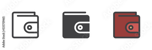 Money wallet different style icon set