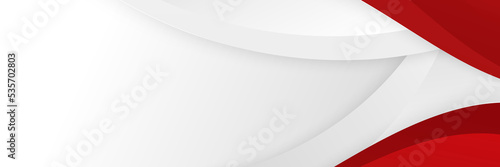 Red and white abstract banner background. Modern abstract white and red background with 3D Overlap layers effect.