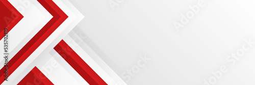 Red and white abstract banner background. Modern abstract white and red background with 3D Overlap layers effect.