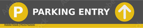 Parking entry sign, car park building vector illustration
