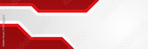 Red and white abstract banner background. Modern abstract white and red background with 3D Overlap layers effect.