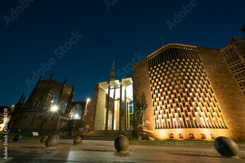 Coventry Cathedral at night.   England photo