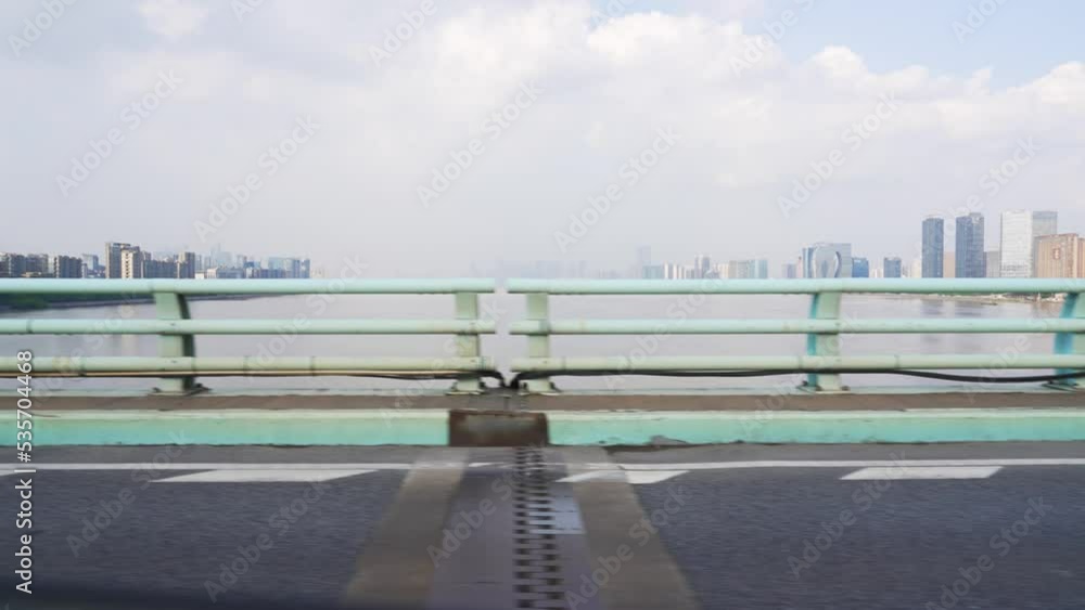 bridge over river out of window of speed car bridge over river out of window of speed car