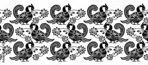 Artistic peacock with flower border design