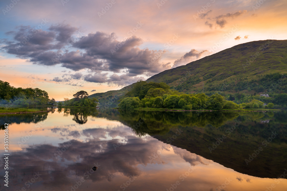 Loch Awe at sunset in Scotland