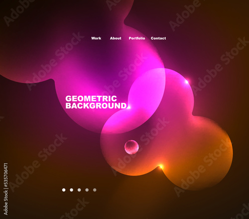 Neon glowing bubbles, circles magic energy space light concept, abstract background wallpaper design