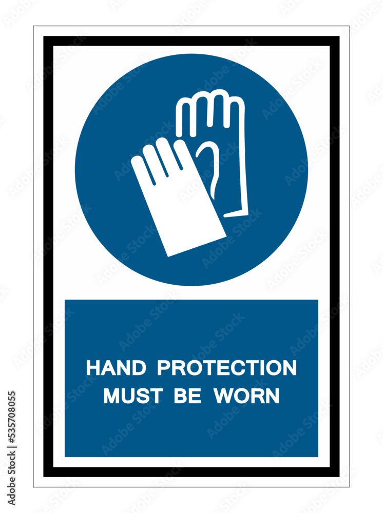 Obraz premium Hand Protection Must Be Worn Symbol Sign Isolate on White Background,Vector Illustration EPS.10