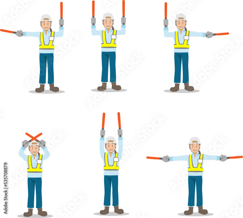 マーシャラーのハンドサイン解説図の素材セット