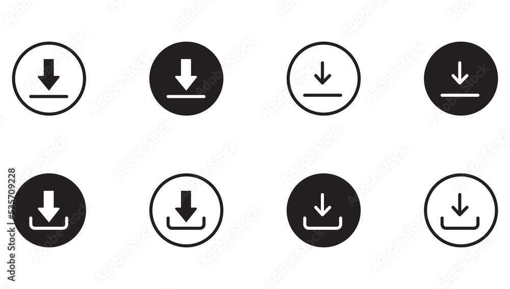 Download icon set. Set Download Icon On White Background. Download icon set. Set Download Icon On White Background.