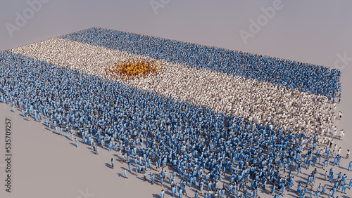 Argentine Flag formed from a Crowd of People. Banner of Argentina on White. photo