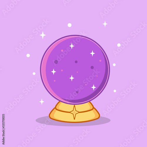 Magic crystal ball future for halloween. Witch and magic symbol, vector illustration, isolated background