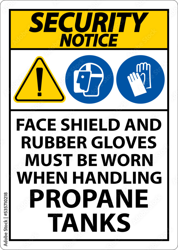 Fototapeta premium Security Notice PPE Required When Handling Propane Tanks Sign