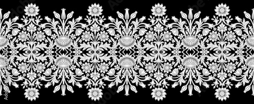 Seamless vector traditional Asian floral border design