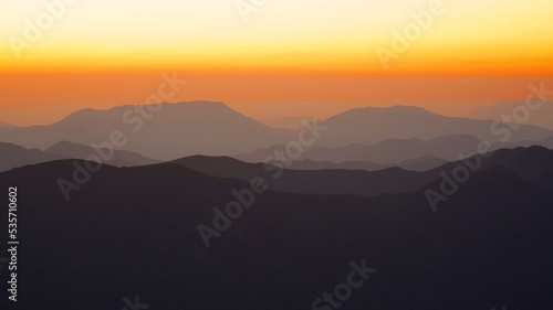 Sunset scenery of Cheonwangsan Mountain in Miryang, South Korea © Shin sangwoon