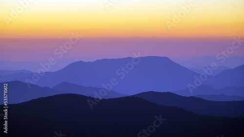 Sunset scenery of Cheonwangsan Mountain in Miryang  South Korea