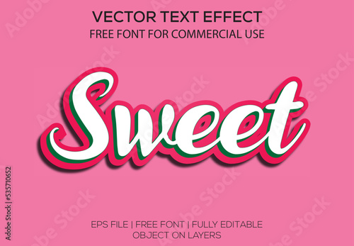 Sweet vector editable text effect with purple background photo