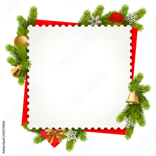 Vector Christmas Square Frame with Bells