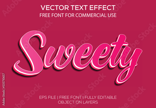 Sweet vector editable text effect with purple background